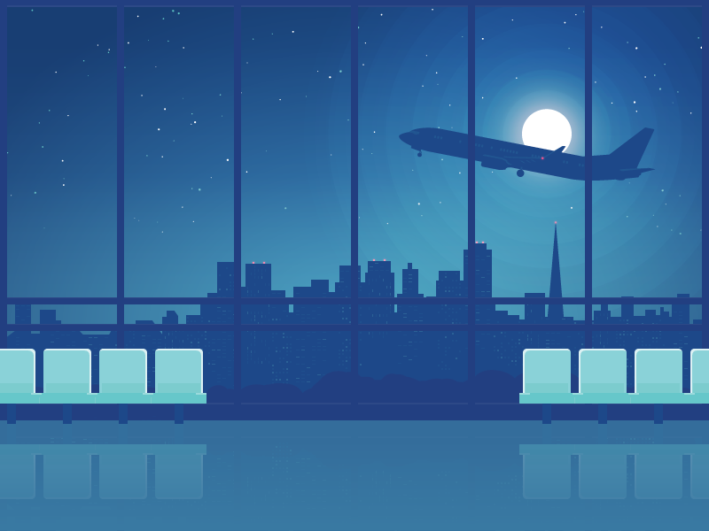 Airport night illustration